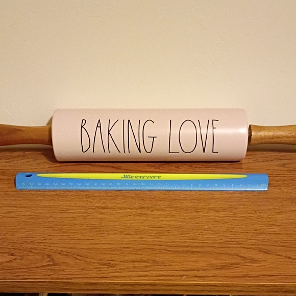 Rae Dunn Pink Baking Love Rolling Pin - Picture 2 of 3